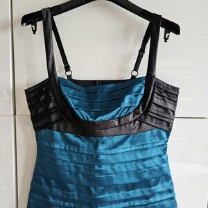 Strapless Teal Black Cocktail Bustier Top